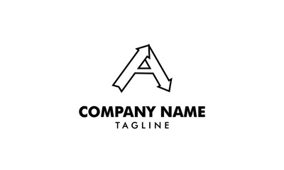 Initial letter A with arrow lineart logo abstract monogram vector logo template