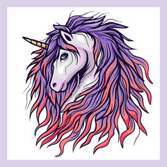 Realistic fantasy mascot Beautiful unicorn head