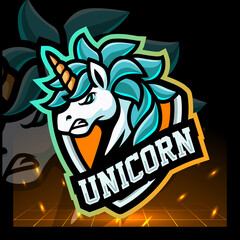 Unicorn mascot. esport logo badge