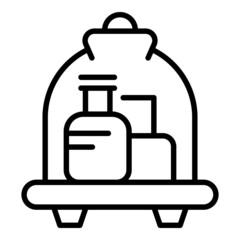 Large luggage trolley icon outline vector. Hotel suitcase. Cart travel