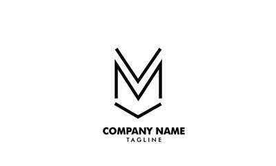 Initial letter MV or VM lineart logo abstract monogram vector logo template