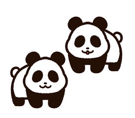 かわいい二匹のパンダ