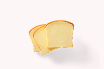 Butter cake sliced isolated on white background, Top view...