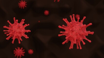 Background of 3D illustrate, Red Coronavirus COVID-19