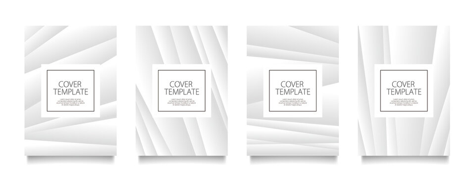 白のグラデーションのアブストラクト背景のベクターカバーデザインセット。ビジネスのパンフレット、カード、パッケージ、ポスターの背景として。