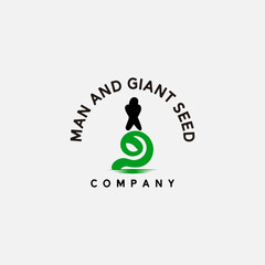 man top of the giant seed illustration logo design