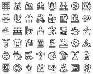 Natural technology icons set outline vector. Factory recycle. Innovation data