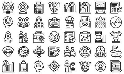 Top manager icons set outline vector. Business agency. Peak candidate