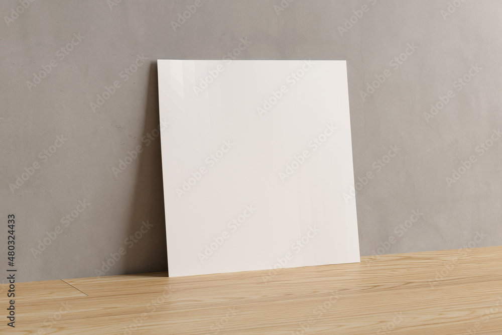Poster mock up of a square white post card - 3d rendering