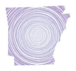 Fototapeta na wymiar Arkansas map filled with concentric circles. Sketch style circles in shape of the us state. Vector Illustration.