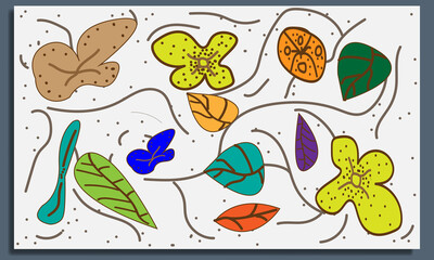 Leaf and flower plant background design pattern