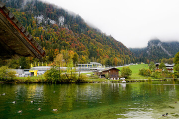 Naklejka premium village on the lake