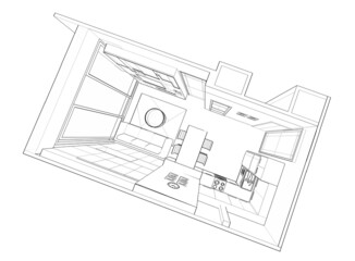 Interior design : plan of small apartment sketch