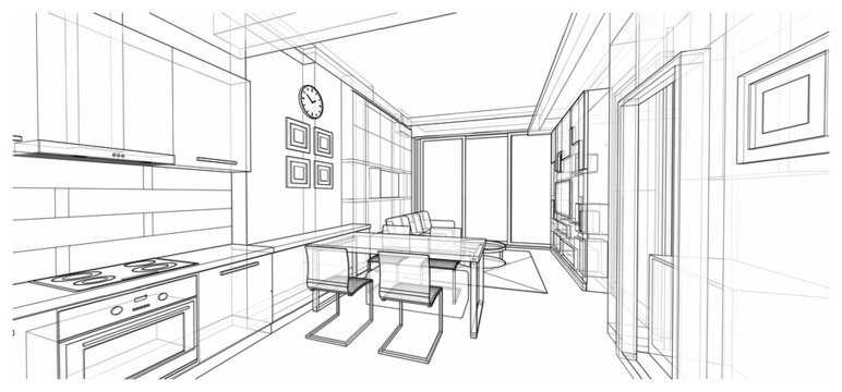 Interior design : dining area sketch