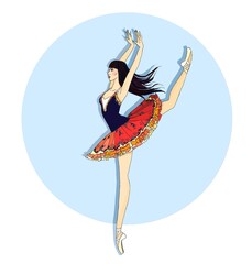 Ballerina, beautiful dancer on a blue background