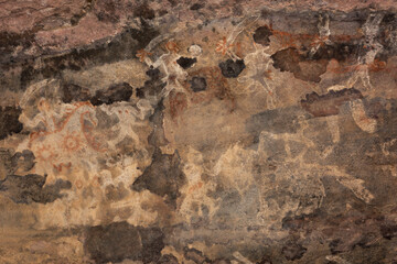 Bhimbetka Rock Shelters, Raisen, Madhya Pradesh, India. Declared a UNESCO World Heritage site in 2003, the shelters contain ancient rock art from the Upper Paleolithic to Medieval times.