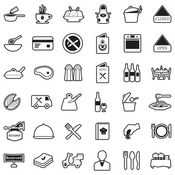 Restaurant Icons. Line With Fill Design. Vector Illustration.