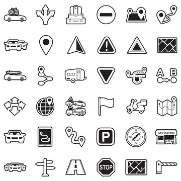 Road Trip icons. Line With Fill Design. Vector Illustration.