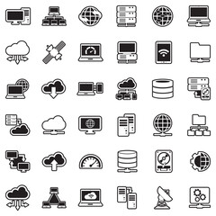 Server Icons. Line With Fill Design. Vector Illustration.