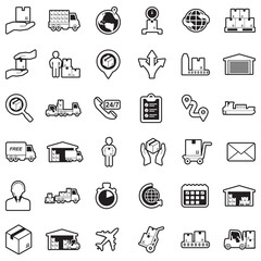Shipping And Delivery Icons. Line With Fill Design. Vector Illustration.