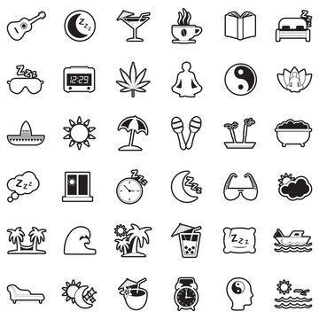Siesta Icons. Line With Fill Design. Vector Illustration.