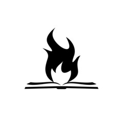Book and fire logo design template isolated on white background
