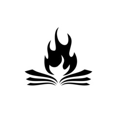 Book and fire logo design template isolated on white background