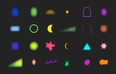 Set colorful geometric blur shapes