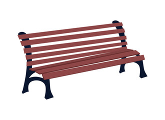 Park bench semi flat color vector object. Realistic item on white. Wooden furnishing. Urban outdoor settee place isolated modern cartoon style illustration for graphic design and animation