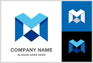 Geometric Letter M Business Company Vector Logo Design