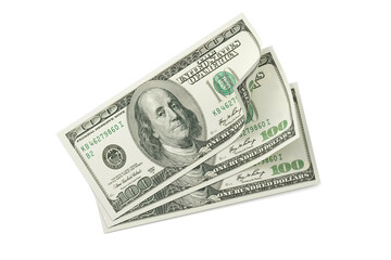 Three One Hundred Dollar Bills with Clipping Path