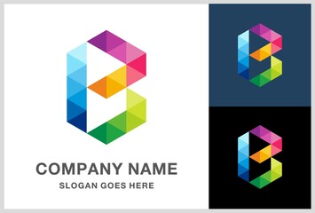 Monogram Letter B Geometric  Business Company Vector Logo Design