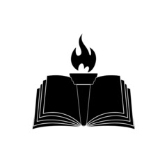 Book and torch education logo icon isolated on white background - obrazy, fototapety, plakaty