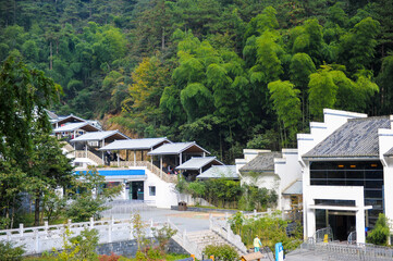 The entrance of Huangshan Cableway Station, China, is located in Huangshan City, Anhui Province,