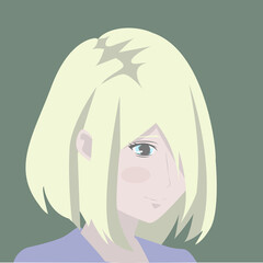 a girl with blonde hair and a square