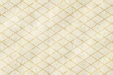 入子菱の和柄背景素材　金色　和紙風テクスチャ　上品　白　ゴージャス　日本の伝統的な柄　タイル　幾何学
