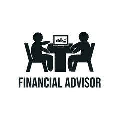 Financial advisor icon isolated on white background. Editable text.