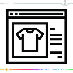 Line icon for online shopping illustrations with editable strokes. This vector graphic has customizable stroke width.