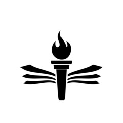 Light Fire Flame Torch Book logo icon isolated on white background