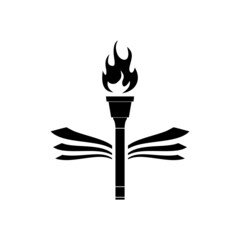 Light Fire Flame Torch Book logo icon isolated on white background