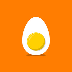 poached egg cartoon style icon illustration - obrazy, fototapety, plakaty