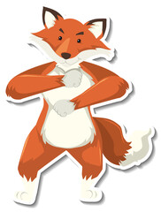 A fox dancing animal cartoon sticker