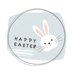 Bunny rabbit face and creative circle sign isolated on white background vector.  Happy Easter day.