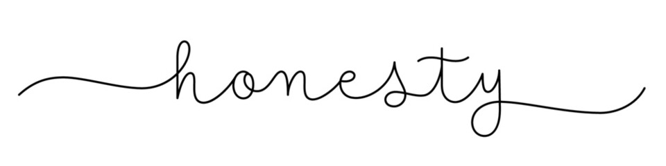 HONESTY black vector monoline calligraphy banner with swashes