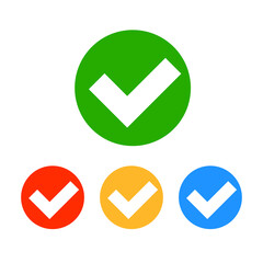 Colorful check mark icon set. Confirmation and agreement. Vector.