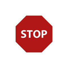 Octagonal red stop mark sign. Vector.