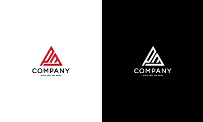 PM lineart initial based logo design