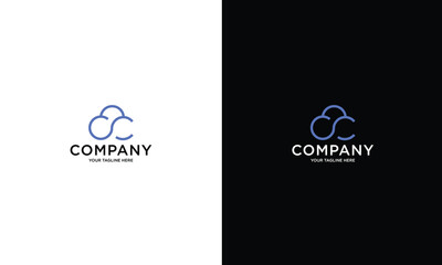 logo design with icon cloud and letter CC