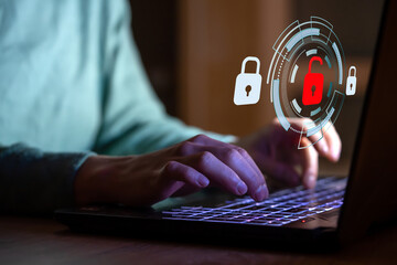 The girl develops safe use of a laptop online.