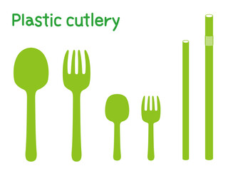 プラスチック製品　シルエット　緑　イラスト素材